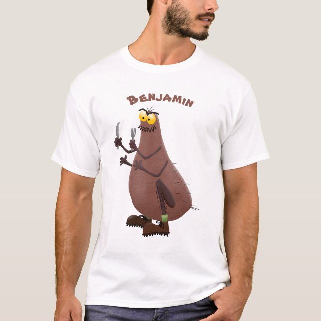 Funny hungrig hässlich flehe Cartoon T-Shirt (Vorderseite)