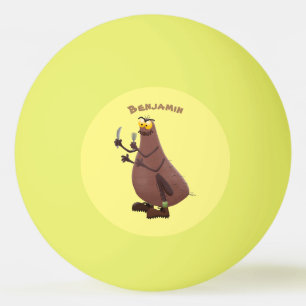 Funny hungrig hässlich flehe Cartoon Tischtennisball