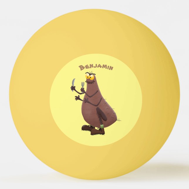 Funny hungrig hässlich flehe Cartoon Tischtennisball (Vorderseite)