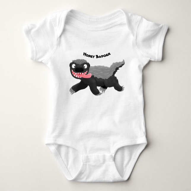 Funny hungrig Honigbadger Cartoon Illustration Baby Strampler (Vorderseite)