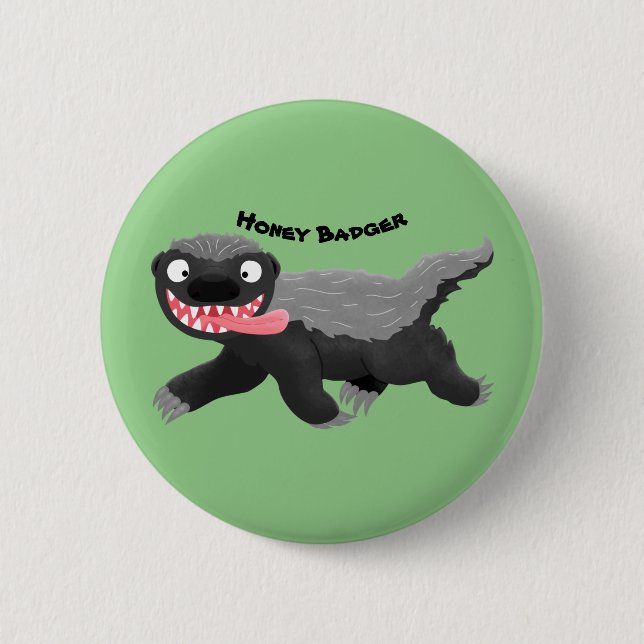 Funny hungrig Honigbadger Cartoon Illustration Button (Vorderseite)