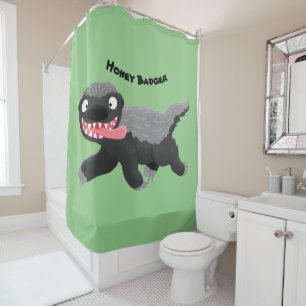 Funny hungrig Honigbadger Cartoon Illustration Duschvorhang