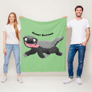 Funny hungrig Honigbadger Cartoon Illustration Fleecedecke