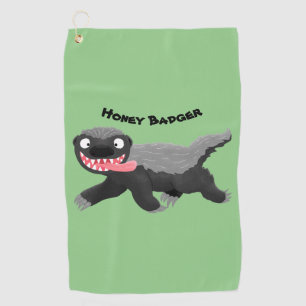 Funny hungrig Honigbadger Cartoon Illustration Golfhandtuch
