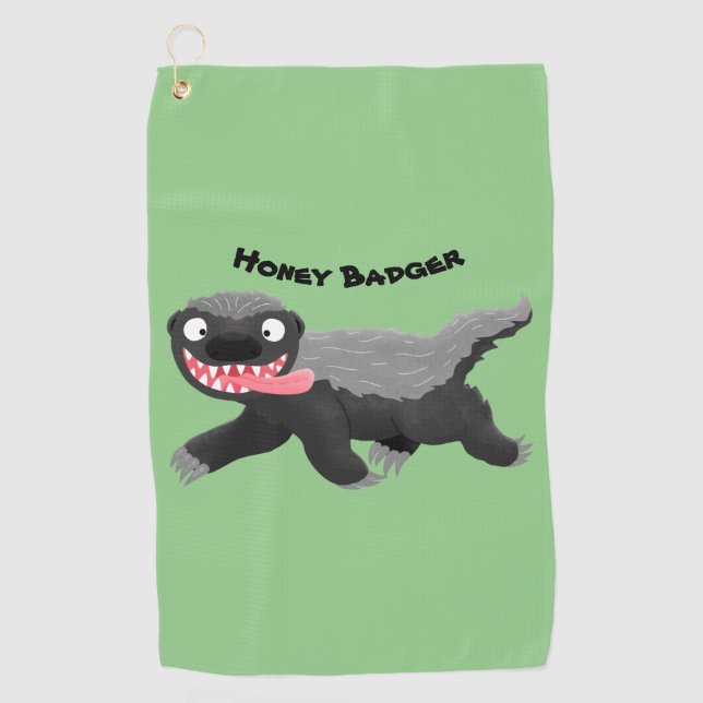 Funny hungrig Honigbadger Cartoon Illustration Golfhandtuch (Vorderseite)