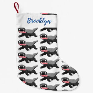 Funny hungrig Honigbadger Cartoon Illustration Kleiner Weihnachtsstrumpf