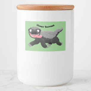 Funny hungrig Honigbadger Cartoon Illustration Lebensmitteletikett