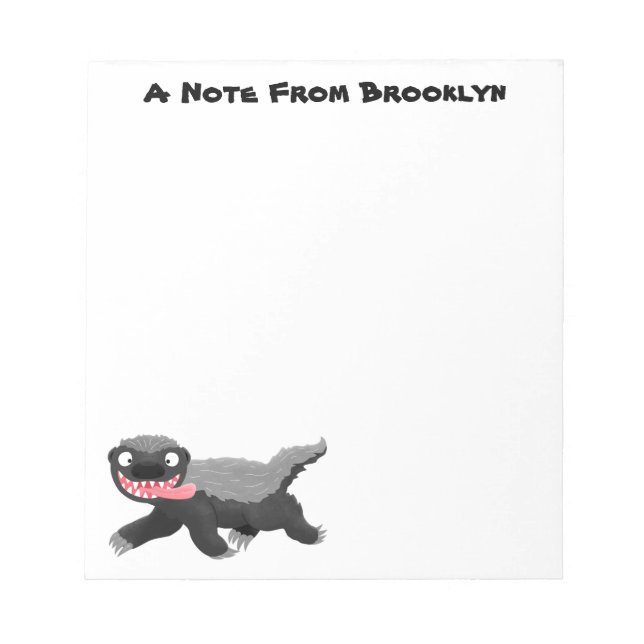 Funny hungrig Honigbadger Cartoon Illustration Notizblock (Vorderseite)