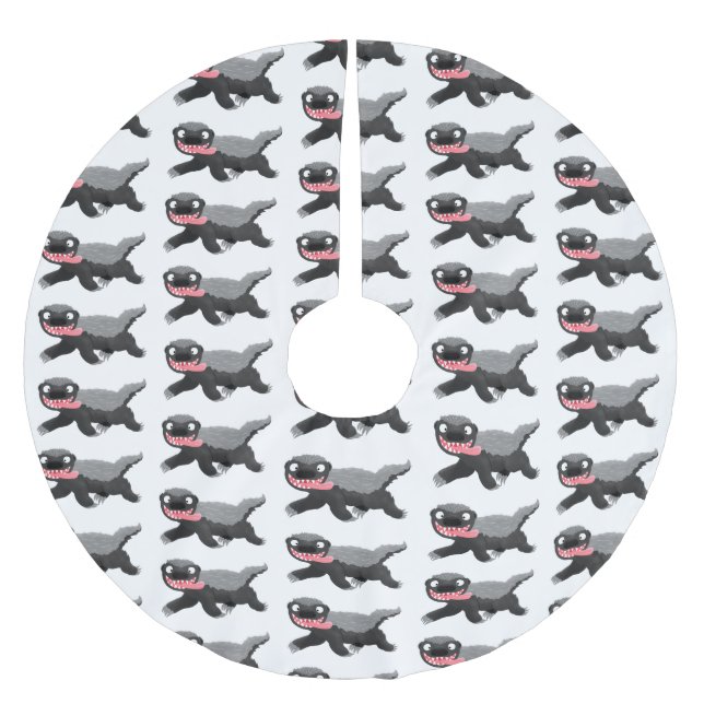 Funny hungrig Honigbadger Cartoon Illustration Polyester Weihnachtsbaumdecke (Vorderseite)