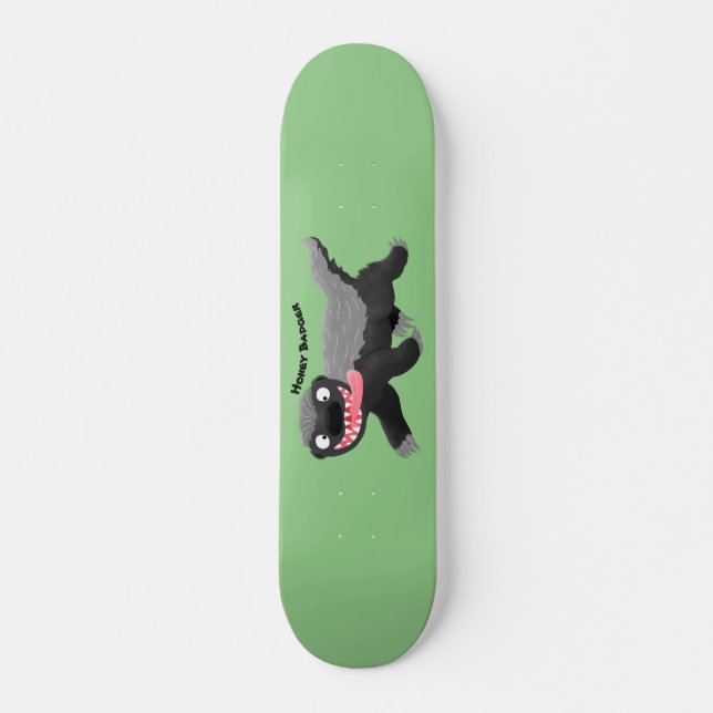 Funny hungrig Honigbadger Cartoon Illustration Skateboard (Vorne)