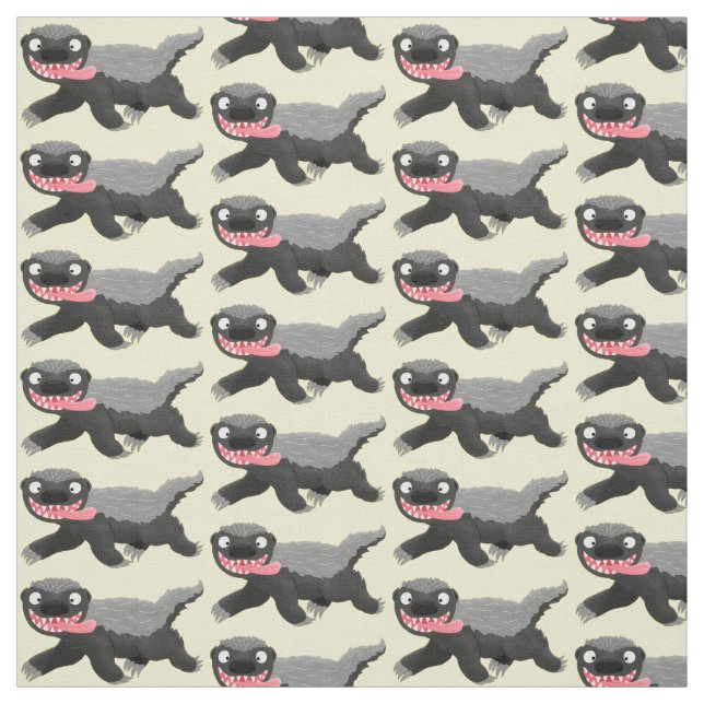 Funny hungrig Honigbadger Cartoon Illustration Stoff (Muster)