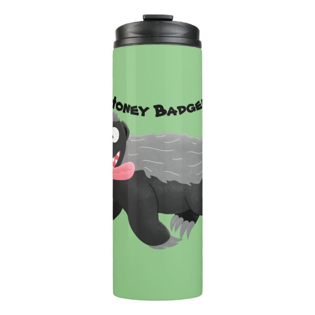 Funny hungrig Honigbadger Cartoon Illustration Thermosbecher (Vorderseite)