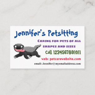 Funny hungrig Honigbadger Cartoon Illustration Visitenkarte