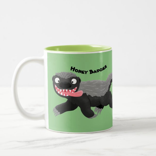 Funny hungrig Honigbadger Cartoon Illustration Zweifarbige Tasse (Links)