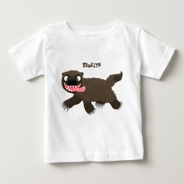 Funny hungrig Wolverine tierischer Cartoon Baby T-shirt (Vorderseite)