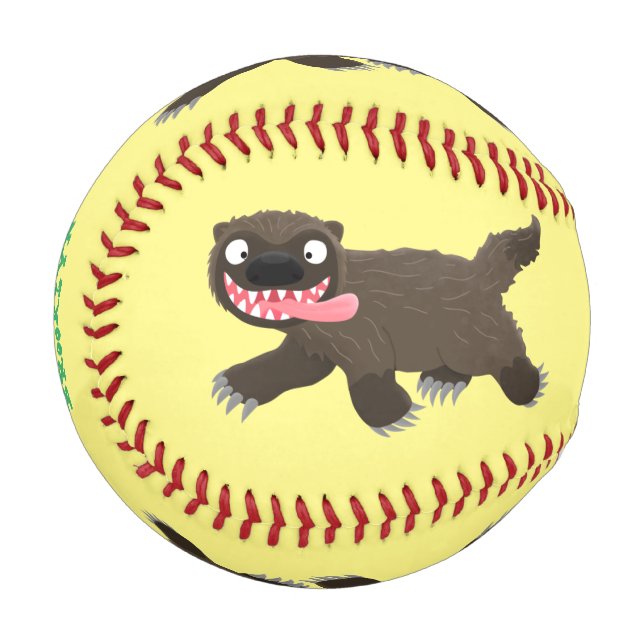 Funny hungrig Wolverine tierischer Cartoon Baseball (Vorderseite Links)
