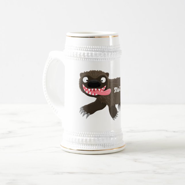 Funny hungrig Wolverine tierischer Cartoon Bierglas (Vorderseite Links)
