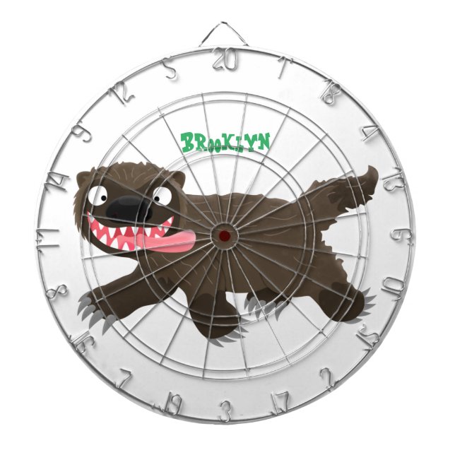 Funny hungrig Wolverine tierischer Cartoon Dartscheibe (vorne)