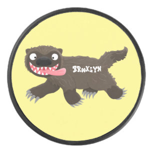 Funny hungrig Wolverine tierischer Cartoon Eishockey Puck
