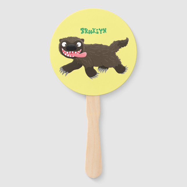 Funny hungrig Wolverine tierischer Cartoon Fächer (Vorderseite)