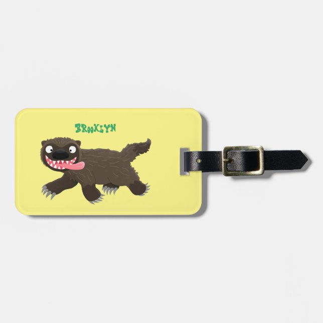 Funny hungrig Wolverine tierischer Cartoon Gepäckanhänger (Vorderseite horizontal)