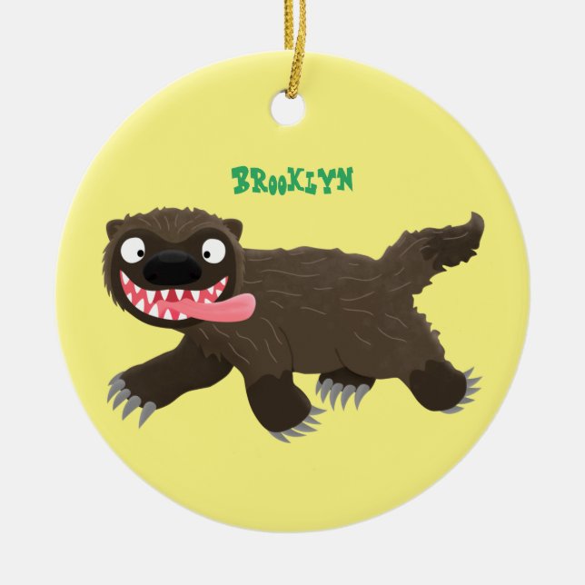 Funny hungrig Wolverine tierischer Cartoon Keramik Ornament (Vorne)