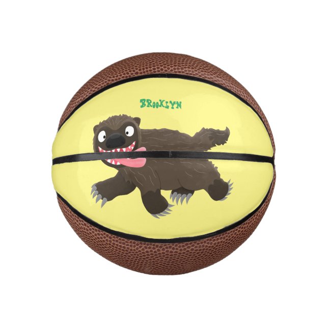Funny hungrig Wolverine tierischer Cartoon Mini Basketball (Vorderseite)