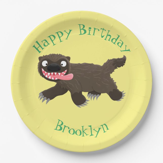 Funny hungrig Wolverine tierischer Cartoon Pappteller (Vorderseite)