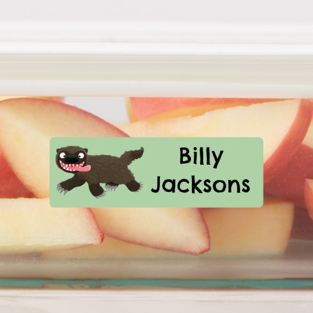 Funny hungrig Wolverine tierischer Cartoon persona Etiketten (Befestigt)