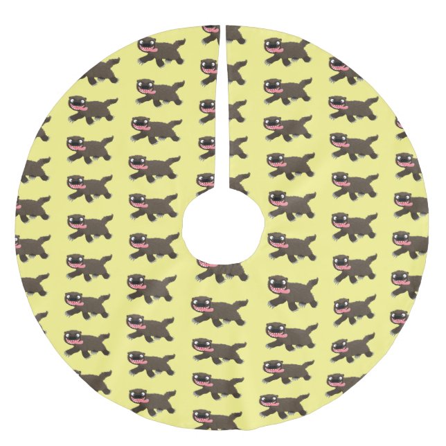 Funny hungrig Wolverine tierischer Cartoon Polyester Weihnachtsbaumdecke (Vorderseite)