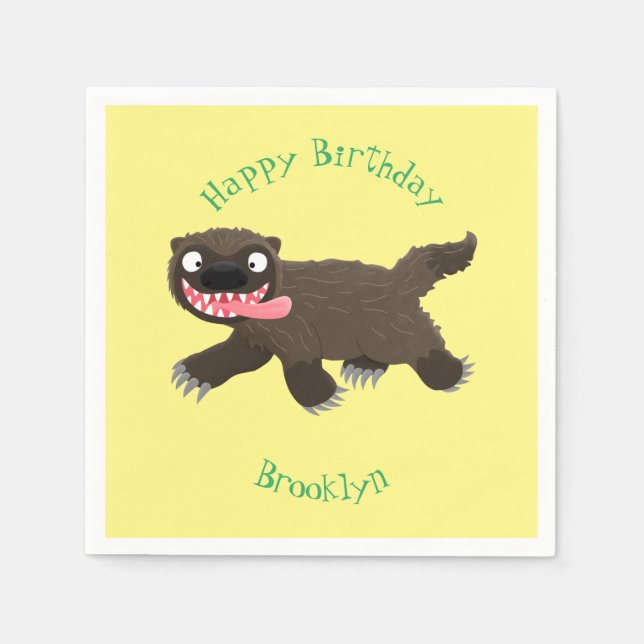 Funny hungrig Wolverine tierischer Cartoon Serviette (Vorderseite)