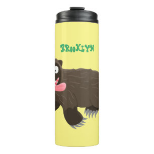 Funny hungrig Wolverine tierischer Cartoon Thermosbecher