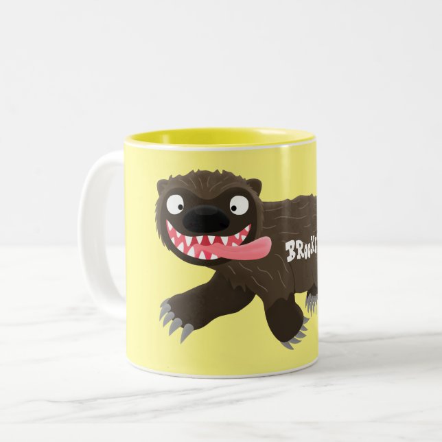 Funny hungrig Wolverine tierischer Cartoon Zweifarbige Tasse (Vorderseite Links)