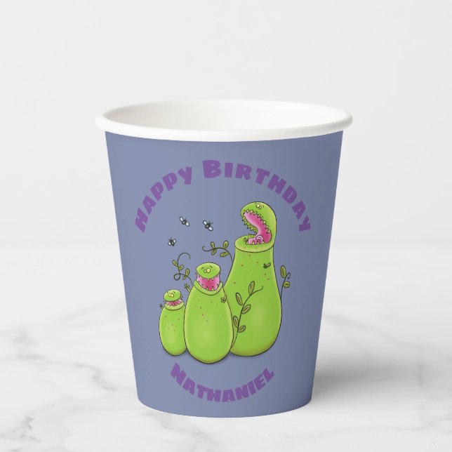 Funny hungrige Pitcher Pflanze Cartoon Illustratio Pappbecher (Vorderseite)