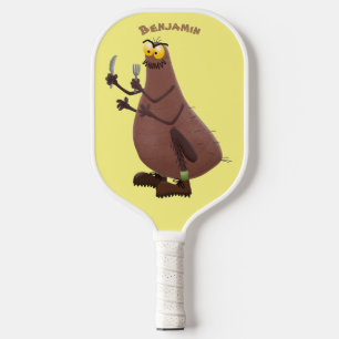 Funny hungry ugly flea cartoon pickleball schläger