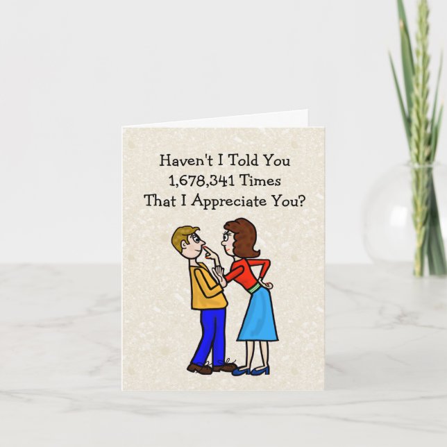 Funny Husband Appreciation Day Exaggeration Card Karte (Vorderseite)