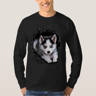 Funny Husky bricht ein Loch um auszugehen T-Shirt