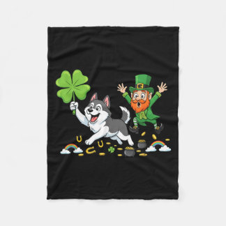 Funny Husky Clover St Patricks Day Womens Mens Fleecedecke