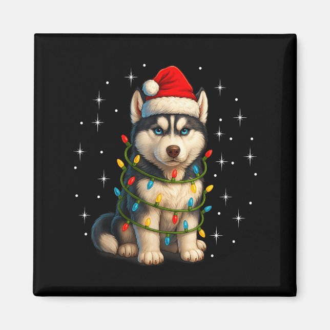 Funny Husky Dog Christmas Pj Pajama Men Women Pjs  Magnet (Vorne)