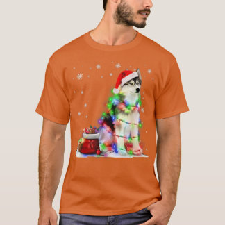 Funny Husky Dog Tree Weihnachtslicht Weihnachten W T-Shirt