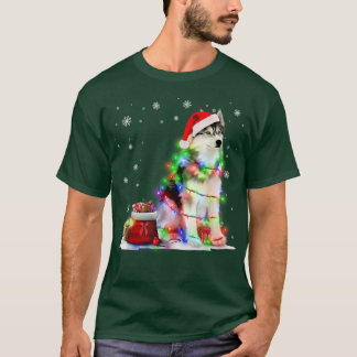 Funny Husky Dog Tree Weihnachtslicht Weihnachten W T-Shirt