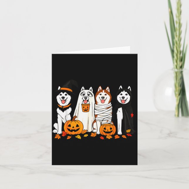 Funny Husky Ghost Dogs Halloween Dog Soky  Karte (Vorderseite)