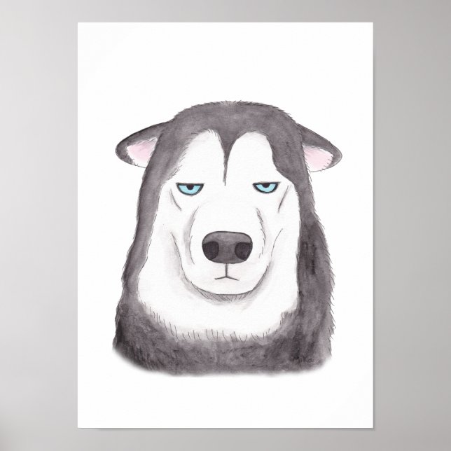Funny Husky Poster Husky Dog Funny Dog Gesicht (Vorne)