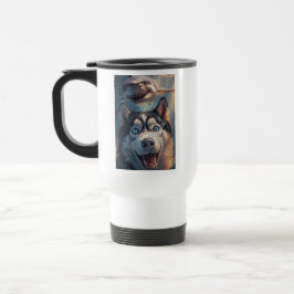 Funny Husky Shark Chase Travel Mug Reisebecher