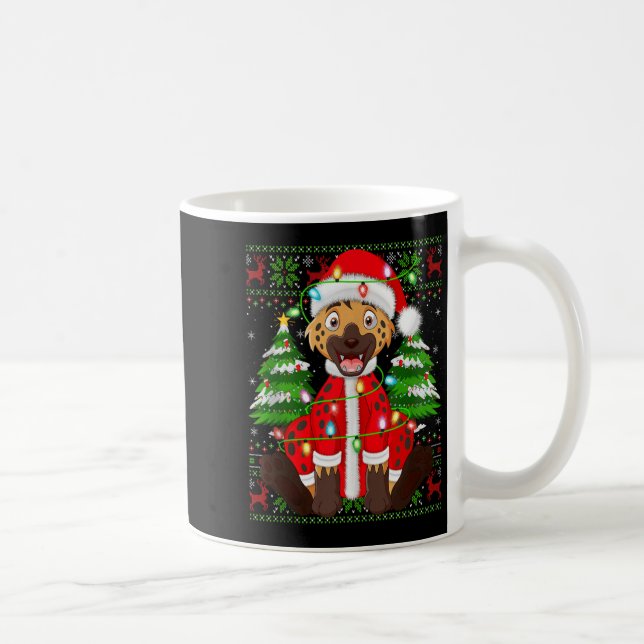Funny Hyena Christmas Lights Santa Costume Ugly Xm Kaffeetasse (Rechts)