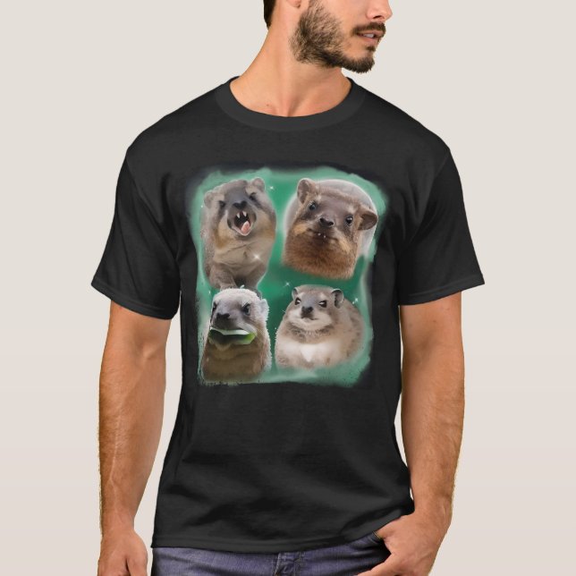 Funny Hyrax Howling am Moon Meme T - Shirt - Hil (Vorderseite)