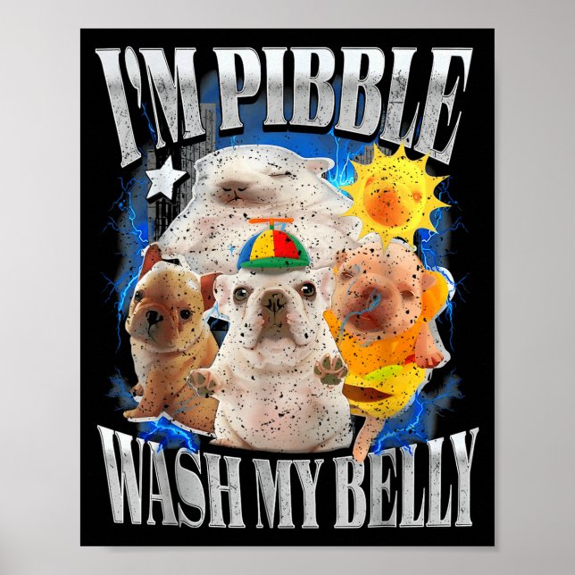 Funny I Am Bble Dog Puppy Wash Clean My Belly Meme Poster (Vorne)