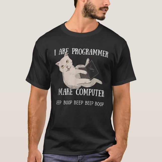 Funny I are Programmer Computer Science Cat Kitty  T-Shirt (Vorderseite)