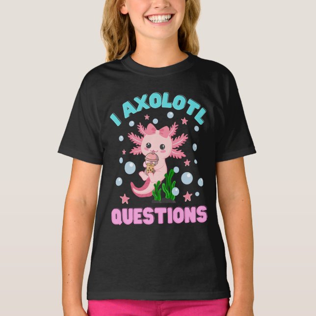 Funny I Axolotl Fragen Niedlich Axolotls Kawaii Ki T-Shirt (Vorderseite)
