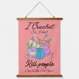 Funny I Crochet Save A Life Yarn Art Wandteppich Mit Holzrahmen